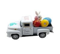 Easter Decorations, Small Spring Farm Style Truck, Spring Holiday Display Decoration with Eggs and Bunny, Rustic Easter Truck Decor for Table Dorm Porch Living Room Home Kitchen, 4.92x1.57x1.97 Inch