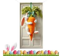 Easter Door Banner, Bunny Carrot Party Backdrop, Front Door Covers, Weather-Resistant Design, Easy Hanging Decoration, for Outdoor Porch Home Farmhouse Holiday Party Celebration Family