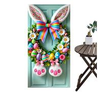 Easter Door Cover - 90x180cm Reusable Bunny Banner | Decorative Easter Door Sign | For Yard Outside Party Garage Classroom Home Office Porch Wall Holiday Decor