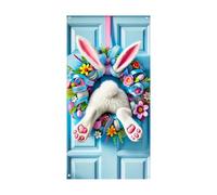 Easter Door Cover - 90x180cm Reusable Bunny Banner | Decorative Easter Door Sign | For Yard Outside Party Garage Classroom Home Office Porch Wall Holiday Decor