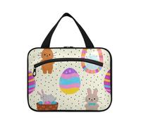 Easter Egg Bunny Rabbit Beige Hanging Makeup Bag Viaggio con gancio, Accessori di Design Borse con Cerniera per le Donne Viaggio bolso para maquillaje L