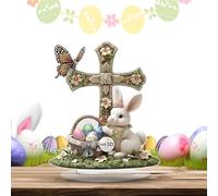 Easter Egg Decoration, 2D Flat Farmhouse Tabletop Decor, 7,87 x 6,3 x 3,15 pollici, Seasonal Spring Rabbit Centerpiece, Festive Desk Ornament for Travel, Hotel, School