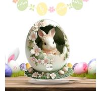 Easter Egg Decoration, 2D Flat Farmhouse Tabletop Decor, 7,87 x 6,3 x 3,15 pollici, Seasonal Spring Rabbit Centerpiece, Festive Desk Ornament for Travel, Hotel, School
