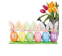 Easter Egg Decorations - Bunny Pattern Party Supplies, Spring Holiday Ornament Set | Colorful Easter Egg Decor Multi Display Set Bright Festive Accent Collection Indoor Home Kitchen Office Sch