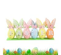Easter Egg Decorations - Bunny Pattern Party Supplies, Spring Holiday Ornament Set | Colorful Easter Egg Decor Multi Display Set Bright Festive Accent Collection Indoor Home Kitchen Office Sch