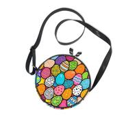 Easter Egg Graffiti Pattern Round Crossbody Bag Canvas Messenger Purse