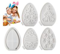Easter Egg Molds for Epoxy Resin, 5X Egg-Shaped Silicone Casting Casting, Projection Design Bunny Baking Tray, Easter Plaster Mold for Fondant, Chocolate and Crafts, 145 g