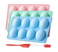 Easter Egg Silicone Mold - 8 Cavity Flexible Tray | 3 Pieces Non-Stick Baking Pan For Chocolate Candy, Jelly Dessert Topper, Reusable Soap Making, BPA Free Resin Craft Tool, Spring Party Supply