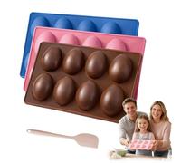 Easter Egg Silicone Molds for Baking, 3 Pack Cavity Non-Stick Chocolate Egg Mold, Food Grade Silicone Egg Shaped Molds for Oven, Jello, Candy, Soap & DIY Holiday Treats (B)