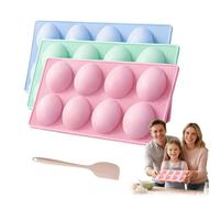 Easter Egg Silicone Molds for Baking, 3 Pack Cavity Non-Stick Chocolate Egg Mold, Food Grade Silicone Egg Shaped Molds for Oven, Jello, Candy, Soap & DIY Holiday Treats (A)