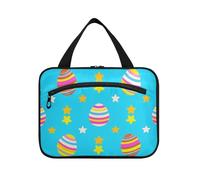 Easter Egg Star Blue Hanging Make up Borse per le donne con gancio, kit da barba pieghevole di design per le donne zaino in spalla Bolsa para maquillaje L