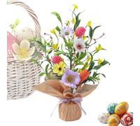 Easter Egg Tree - Carrot Shaped Seasonal Decor, Artificial Flower Branch Display with Colorful Hanging Eggs, Sturdy Decorative Stand Function, Ideal for Homeowners Party Dinner Table Kitchen Buffet Be