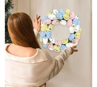 Easter Egg Wreath For Front Door Colorful Artificial Spring Wreath With Eggs, Flowers, and Leaves Perfect For Home Decor and Seasonal Celebrations Vibrant Easter Wreath With Colorful Eggs and Floral A