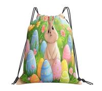 Easter Eggs Animals Bunny Sacca con Cordoncino Unisex Zaino Sportivo Stringa Borsa con Cordoncino per Bambino Shopping Viaggi 36X42Cm