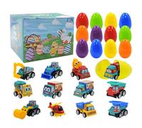 Easter Eggs Prefilled - Easter Egg Hunt Filling Material, Filled Easters Eggs For Kids | Pull Back Construction Vehicle System, Fun Learning Toy For Kids Aged 3 4 5 6 7 8 Years Holiday Party Rewards