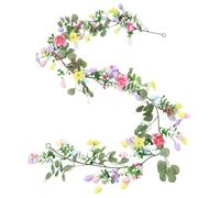 Easter Flower Wreath - ABS, Floral Garland Colorful Spring Decor | Artificial Hanging Easter Decoration, Window Garland Wreath for Front Door, Patio, Balcony, Terrace, Fence, Home, School, Fireplace