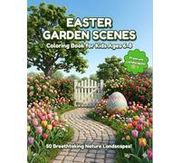 Easter Garden Scenes Coloring Book: 50 Breathtaking Landscape Designs for Kids Ages 6-8