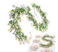 Easter Garland - Artificial Pastel Egg Vine | 2 Pezzi Spring Foliage Decor With Silk Leaves, Holiday Ornament For Home Indoor Party Wall Fireplace Mantel Stairs Window Display And Seasonal Celebratio