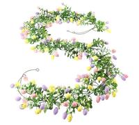 Easter Garland - Artificial Pastel Egg Vine | 2 pezzi Spring Foliage Decor with Silk Leaves, Holiday Ornament for Home Indoor Party Wall Fireplace cappotto Stairs Window Display and Seasonal