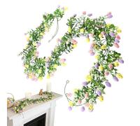 Easter Garland - Easter Garland Decor 2pcs 6.9ft | Spring Ornaments, Artificial Egg Spring Ornaments Hanging Garlland For Wall, Fireplace, Mantel, Stairs, Window Party & Home Decoration