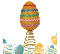 Easter Glitter Egg Tree Topper - Primavera Holiday Ornament, Decorative Tree Accent | Coil Spring Decoration for Birthday Christmas Party Family Gathering Seasonal Celebration Home Table Shelf