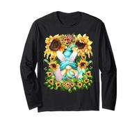 Easter GNOME Grandpa with Easter Bunny Ears Cute Sunflower Maglia a Manica
