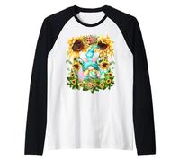Easter GNOME Grandpa with Easter Bunny Ears Cute Sunflower Maglia con Maniche Raglan