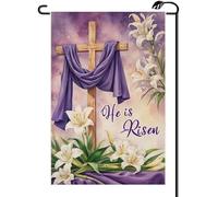Easter He Is Risen Bandiere Doppia Faccia Bandiere Verticale Durevole Flag Per Esterno Interno Prato 30X45Cm