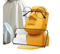 Easter Island Head Eyeglass Holder, Multifunctional Glasses Stand, Mobile Phone Cradle, Abs Material, Unique Table Decoration, Perfect for Nightstand, Desktop, Bookshelf