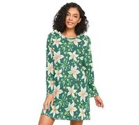 Easter Lily Happy Easter Modal Camicia da notte pigiama a maniche lunghe con stampa casual per ragazze e donne Cool X-Large