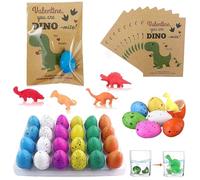 Easter Magic Hatching Growing Dinosaur Eggs, Hatching Dinosaur Eggs Valentines Cards for Kids Classroom Novelty Dino Toys Valentine Exchange Cards Gifts for Boy Girl Class Party Favors (A-24Pcs)