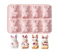 Easter Mold - Flexible Heatproof Silicone Tray, Bunny Dessert Pan for Baking, Soft Release Craft Tool, Non Stick Baking Sheet with Bunny Cavities, Multi Use Mold Set for Candle Pouring