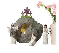 Easter Nativity Set, Christian Statue, 6.69x6.69x2.36 Inches Religious Decor Support, Empty Tomb Display with Finish, Spring Ornament with Utility, Home Accessories for Office Mantle Shelf Church Use