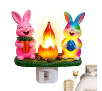 Easter Nightlight Decor, Wall Plug In Lighted Spring Holiday Decoration With Soft Warm Glow, Festive Bunny Theme Lamp For Home Apartment Hotel Bedroom Living Room Bathroom Kitchen Farmhouse Seasonal