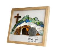 Easter Ornaments, Easter Table Centerpiece, Religious Decorations with Vintage Wood Texture, Holy Family Ornament, Holiday Mantelpiece Decor, Faithful Holiday Party Ornament for Living Room Church