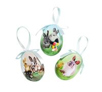 Easter Ornaments for Tree, Cute Bunny Spring Decor Set, Decorative Foam Easter Egg Hanging Ornaments for Indoor and Outdoor Holiday Display, Ideal for Living Room, Wall, Window, Door, Garden, Yard