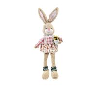 Easter Plush Bunny Ornament | Plush & PP Cotton, Long Legs, 11.8in Height | Checkered Country Style Rabbit Doll | Spring Home Decor, Easter & Birthday Gift