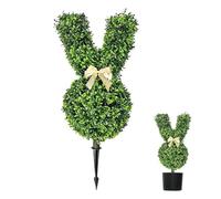 Easter Rabbit Faux Tree - Primavera Outdoor Bunny Decoration with Stake, Artificial Easter Rabbit Decor Display with Weather Resistant Fabric Foliage & Ground Insert Base for Garden and Backyard