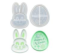 Easter Resin Tray Molds, 2 confezioni di coniglio Egg Shaped Silicone Moulds, epossidico Art Craft Trinket Tray Mold Safe Use, Creative Diy for Holiday Wedding Party Table Room Home Dinner Decor