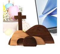 Easter Resurrection Scene Set, Wooden Resurrection Scene Tiered Tray Kit, Handcrafted Jesus Nativity Sign with Detailed Carving, Religious Table Decor, Faith Based Holiday Display for Families