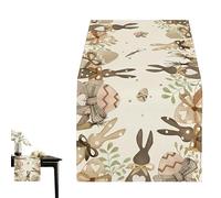 Easter Runner, Dining Table Linen, Farmhouse Holiday Décor, 72 x 13 Inches, Cute Bunny Pattern, Rustic Table Accent, Spring Party Supplies for Kitchen Home Gathering Event