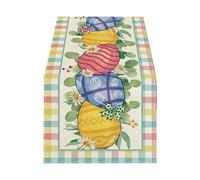 Easter Runner, Dining Table Linen, Farmhouse Holiday Décor, 72 x 13 Inches, Cute Bunny Pattern, Rustic Table Accent, Spring Party Supplies for Kitchen Home Gathering Event