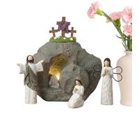 Easter Scene - Religious Christian Decor Sign, Easter Tomb Display For Shelf Spring Office Mantle Christian Home Church