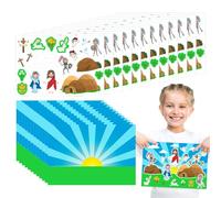 Easter Scene Stickers, 12 x Make Your Own Easter Jesus Scene Sticker Game Set, Interactive DIY Bible Activity for Kids Church Classroom Party Indoor Games and Sunday School Crafts