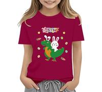 Easter Shirts for Toddler Boy Short Sleeve Tractor Bunny Tshirt for Kids Cotton Tee Tops 2 13 Years T Shirts für Mädchen, Vino, 6-7 Jahre