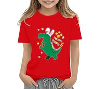 Easter Shirts for Toddler Boy Short Sleeve Tractor Bunny Tshirt for Kids Cotton Tee Tops 2 13 Years T Shirt Rainbow Girl, Colore: rosso, 3-4 Jahre