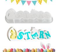 Easter Silicone Molds - Rabbit Letter Crafting Mould, 7.48x2.68x0.85 inches Flexible Non Stick Resin, Plaster Ornament Mold, DIY Holiday Decorations, Home Accents for Family Friends Kids Parties