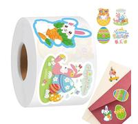 Easter Sticker Roll - 500 pezzi Self-Adhesive Bunny Decals - 8 Designs Adhesive Waterproof Easter Scrapbook Stickers - For Envelope, Card, Notebook, Birthday Festival Party Bottle Phone Case