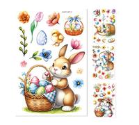 Easter Stickers, 4X Cartoon Bunny Sticker Set, Happy Easter Window & Door Decorations for Indoor & Outdoor, Nice paster to cover walls good for and Home decoration, 65g
