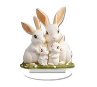Easter Table Centerpieces, Cute Bunny Family Decor, Acrylic Home Decoration, Desk Sign for Spring Holiday, Birthday, Wedding, Seasonal Party, Table Display, Indoor Accent, 18x14.8cm